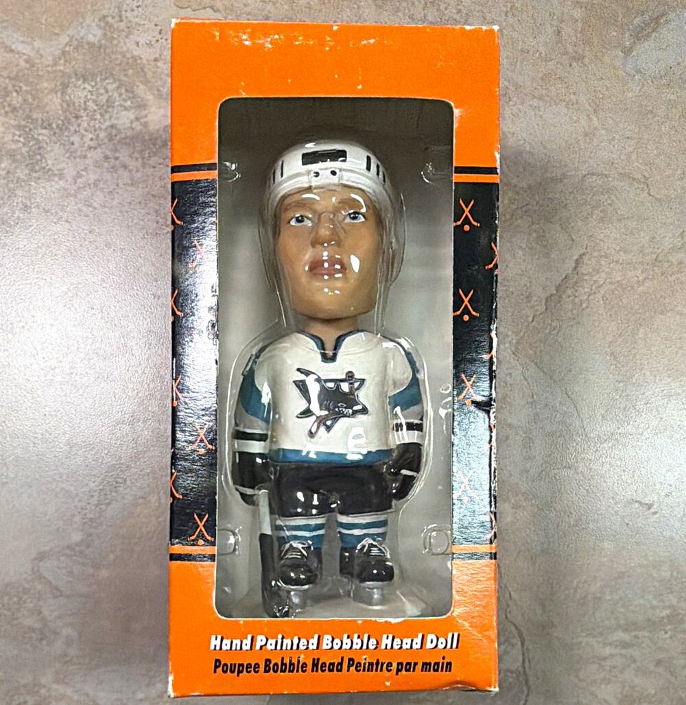Owen Nolan San Jose Sharks Bobblehead Hand Painted NHL NHLPA Orange Black